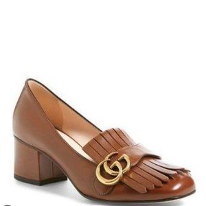 Beautiful Gucci Marmont Double G logo brown leather women’s shoes/ Size 39